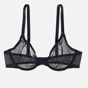 NWT CUUP mesh bra, 34D. Style: “The Plunge.” Color: Black.